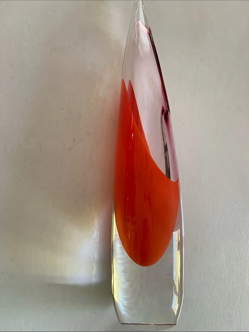 Global Views Fire Stalagmite Vase 17.5” Hand Formed Polish Glass Art Decor